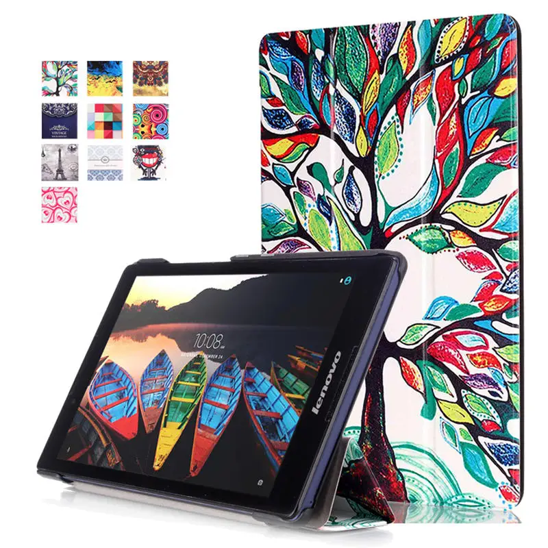 

(Slim Fit) (Stand Feature) Folio Flip PU Hybrid Print Case for 2016 Lenovo Tab 3 8.0 850F/M TB3-850M TB-850M Tab3-850 Tab2 A8-50