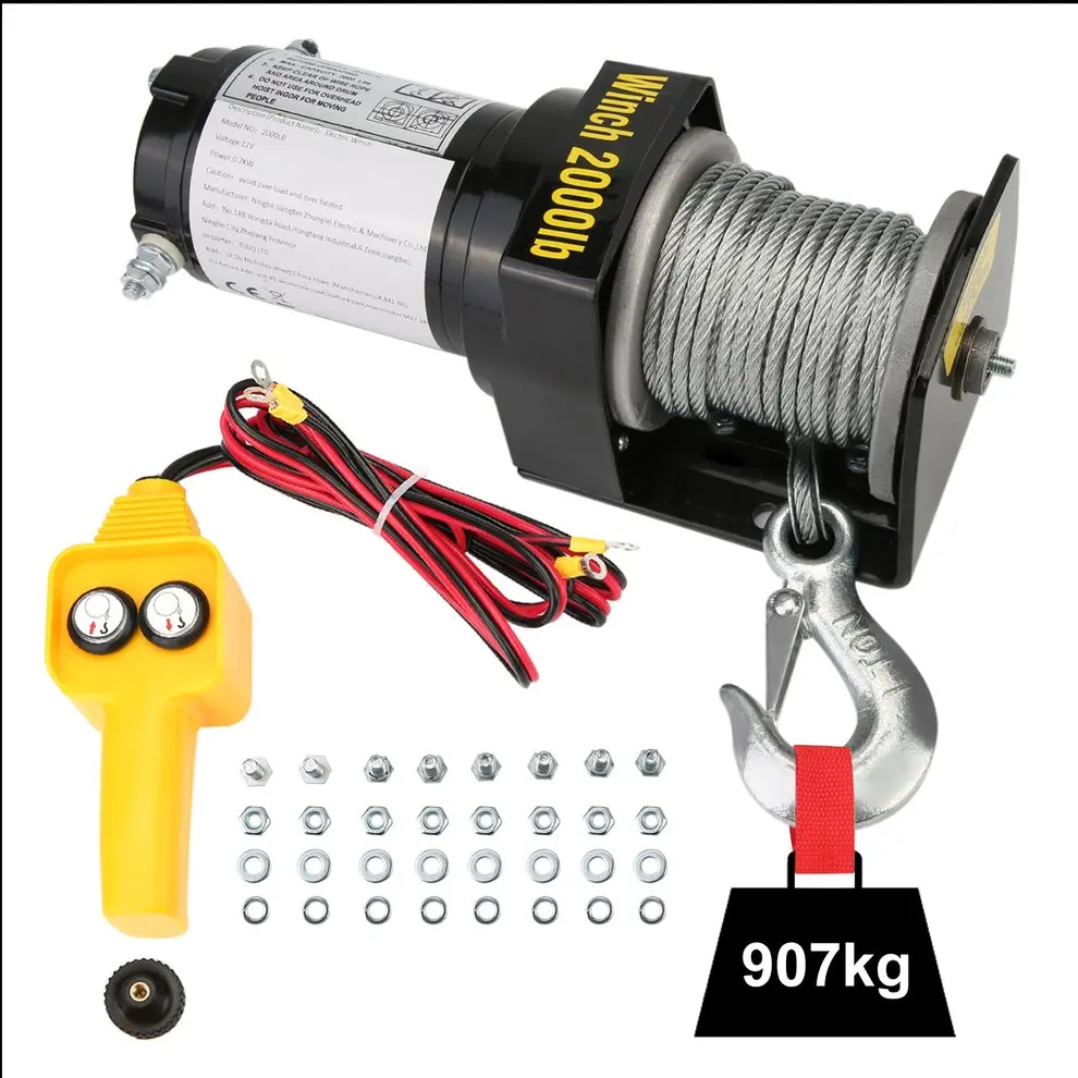 

2000lbs Compact Waterproof Electric Winch Load Capacity Up To 2000LB High Performance Cars Off-Road Engines Lift Winch