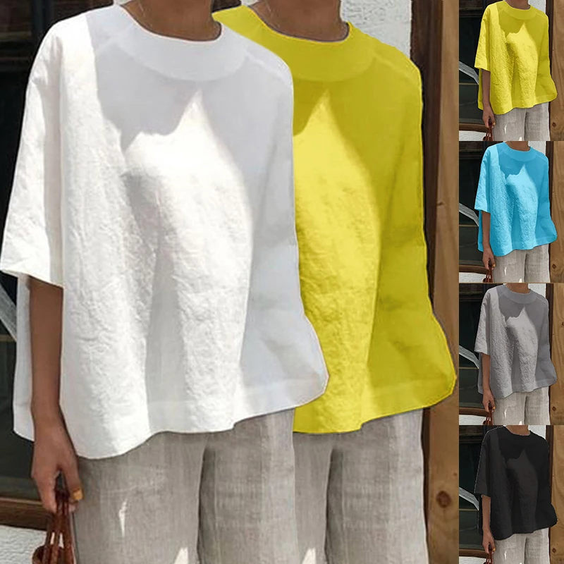 Summer Women Popular Daily Shirt S-5XL Baggy Loose Half Sleeve T Shirt Ladies Summer Casual Crew Neck Tops Blouse 2019 Hot