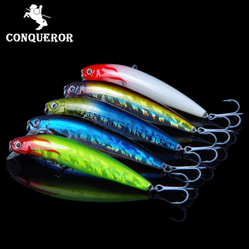 2018Hot model Conqueror Retail fishing lures floating minnow penceil bait size 100mm 13g magnet inside dive 0.5m VMC hank | Спорт и