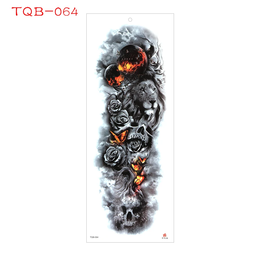 48*17 см нога полная рука тату наклейка Водонепроницаемая временная татуировка наклейка Тигр часы с глазом для мужчин женский боди-арт инструмент - Цвет: Style4