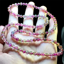 Высококачественный высококачественный прозрачный зеленый розовый арбузный турмалин стрейч браслет с круглыми бусинами ожерелье 3 поворота 5 мм 04406