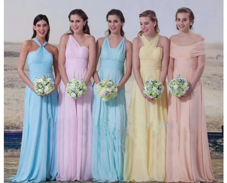 2019 карамельный цвет Элегантное длинное шифоновое ТРАПЕЦИЕВИДНОЕ ПЛАТЬЕ подружки невесты Vestido da dama de honra свадебное вечернее платье Большие