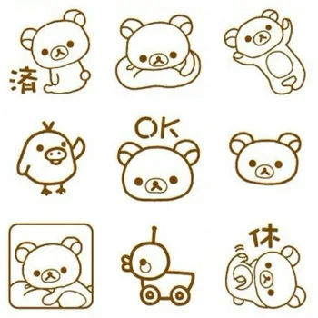 

9 pcs/set Kawaii Easy Bear Rilakkuma Stamp DIY Self Inking Photosensitive Seal Without Handle Funny Planner Scrapbooking Stamps