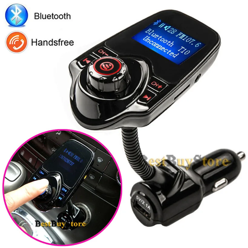 2016 Super Bluetooth Car Kit Handsfree Set FM Transmitter MP3 music Player 5V 2.1A USB Car charger, Support Micro SD Card 1G-32G