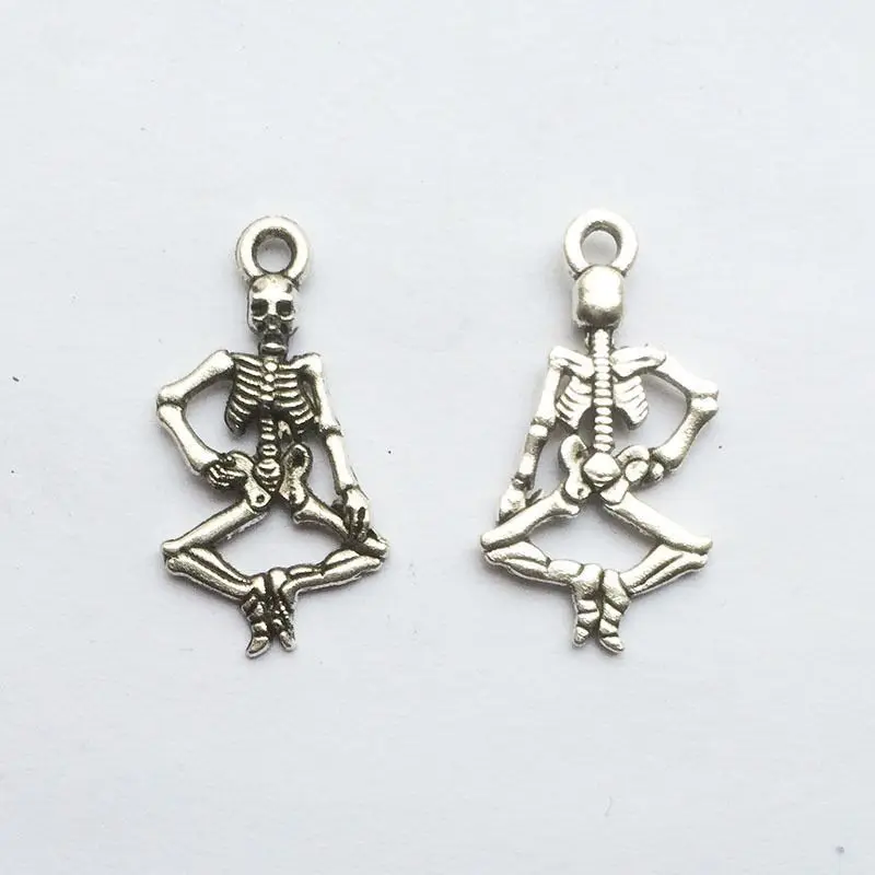 20pcs Human skeleton Tibetan Silver Bead charms Pendants 25x14mm