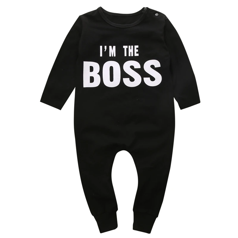 

Baby Romper Autumn Winter Long Sleeve Body Suit Infant Romper Letter I am the Boss One Pieces Baby Boy Girl Jumpsuit Cool Outfit
