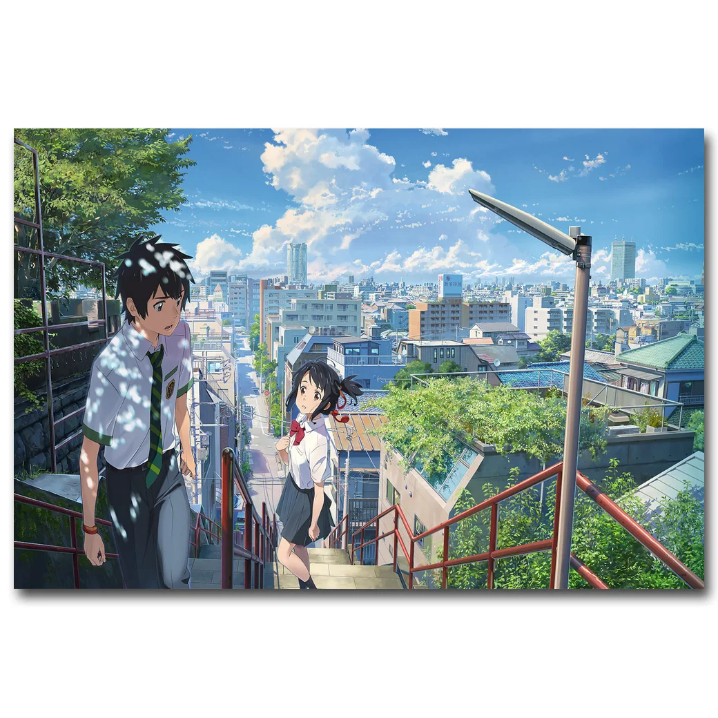 NICOLESHENTING ваше имя японское аниме фильм Искусство Шелковый плакат холст печать настенные картины украшение дома 002 - Цвет: Picture 3