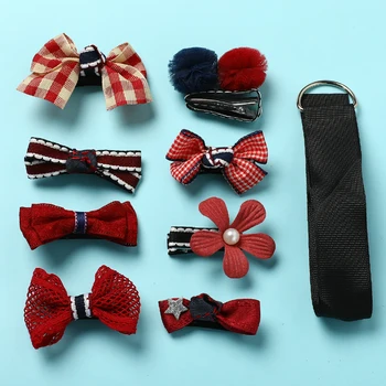

8 Pcs/Set Child Hairpin Headband Girls Cartoon Bow Flower Hair Accessories Headdress Cute Baby Accessories Wine Red Pink Navy