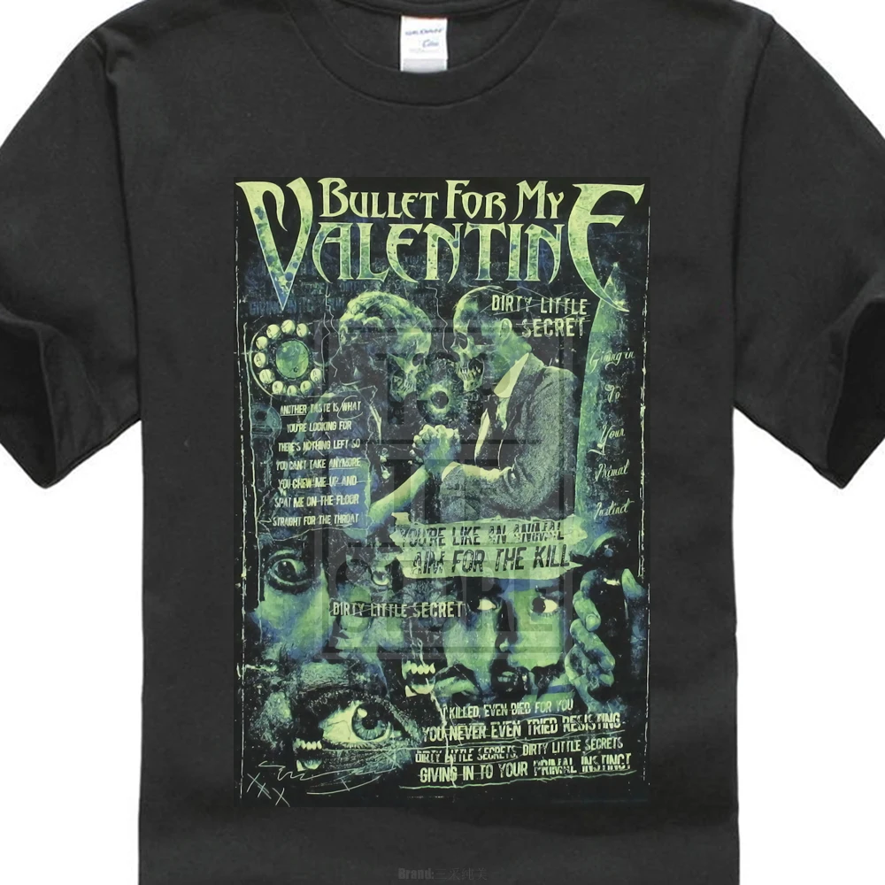 

High End Printing Personality T Shirt Bullet For My Valentine Dirty Little Secret Black Slim Fit T Shirt New Adult