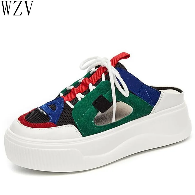 

New Women's Sneakers Platform Breathable Light Weight Zapatillas Slugged Bottom Casual Shoes Lace-up Loafers for Shoes Woman