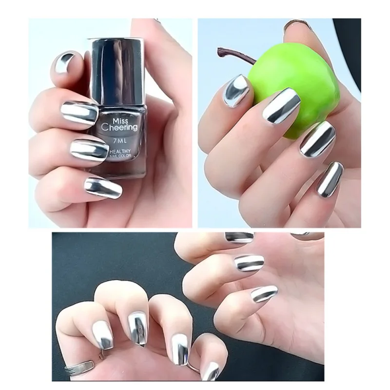 7 мл Pro Серебряная блестящая основа для лака для ногтей Отшелушивающий металлический лак для ногтей металлический маникюр лак для ногтей