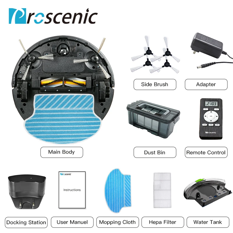 Robotic Vacuum Cleaner Proscenic 790T Vacuum Mop Sweep 3 in 1 Cleaner for Pet Hair Wifi Connected Robot Vacuum 1200Pa