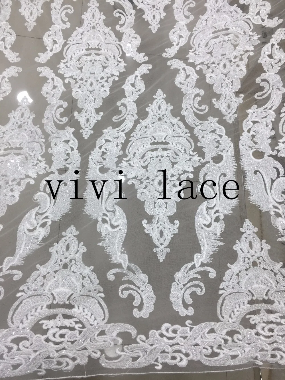 

5yards FHZ015 luxury best quality round beads sequin embroidery french tulle mesh lace fabric for wedding bridal dress