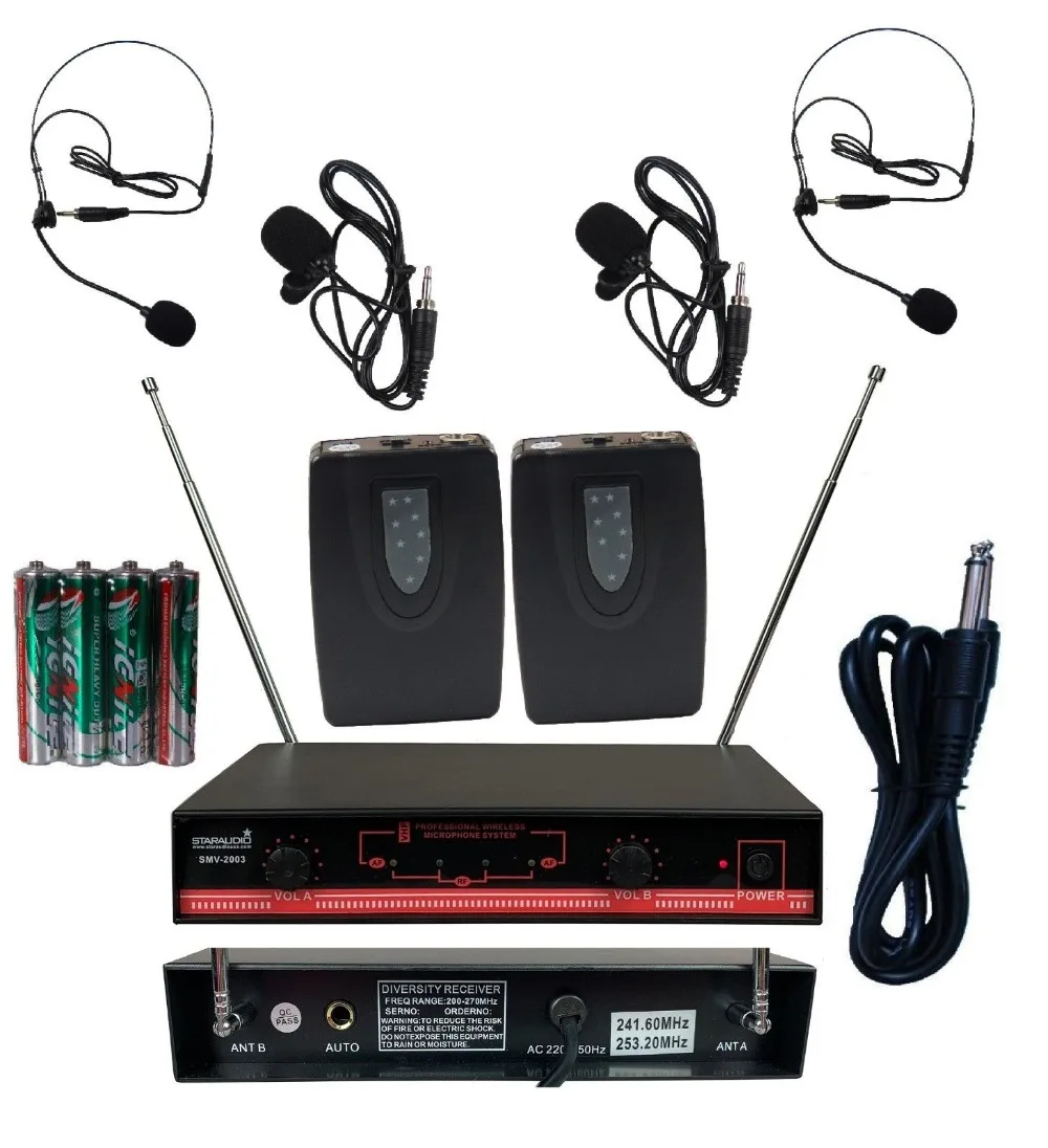 dual channel church party 2ch vhf headset microphone with lapel