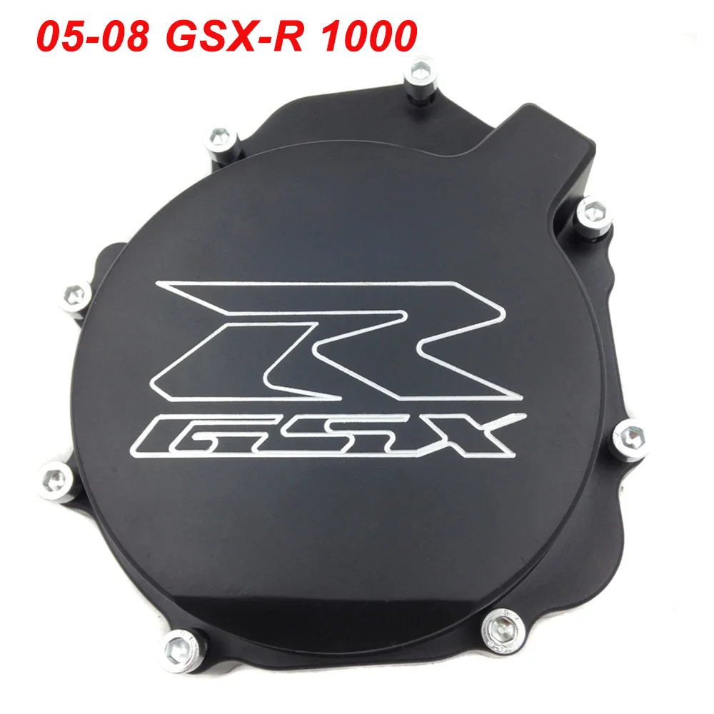 

For 05-08 Suzuki GSXR1000 GSXR 1000 Engine Stator Crank Case Cover Engine Guard Side Shield Protector BLACK CHROME 2005-2008