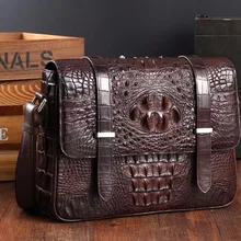 Мужская настоящая/Настоящая крокодиловая кожа сумка-мессенджер через плечо, крокодиловая кожа досуг бизнес мужская сумка на плечо коричневая