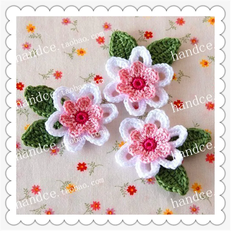 

2016 new arrival 6 pic 100 natural cotton crochet guangzhou fabric lace flower with 3d stamens for wedding decoration artificail