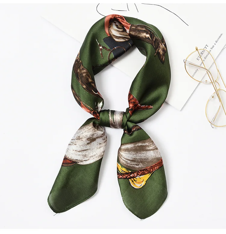 

Yishine 70*70 CM Women Multifunction Polyester Silk Scarf Elegant Shoes Printed Satin Small Square Wraps Scarves Shawl