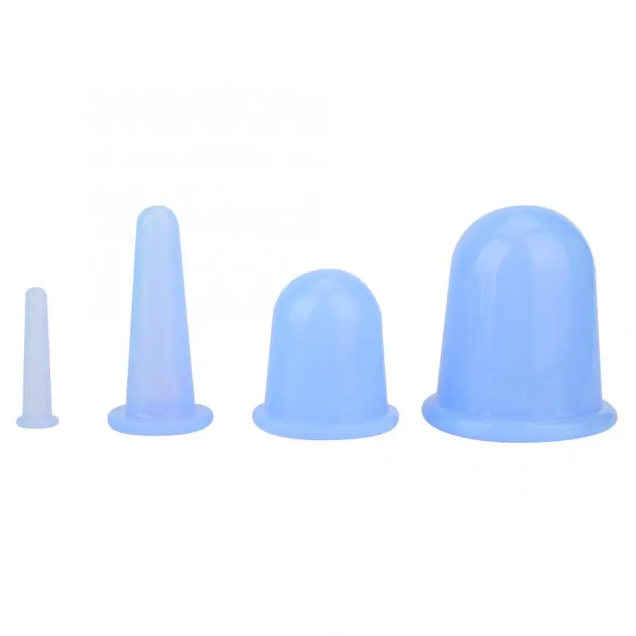 4pcs Silicone Face Body Vaccum Cupping Cups Massager Cupping Cup Face Lifting Firming Anti-wrinkle Therapy Treatment Relaxation - Цвет: Blue