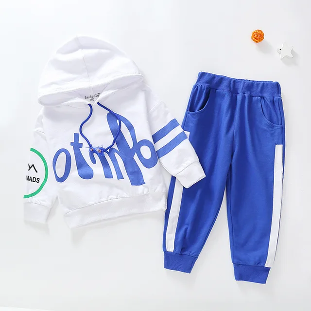 Baby Girl 2Pcs Clothing Set Kids Fashion 2018 Fall Boys Hoodie Set Cotton Hooded Sweatshirt Pant