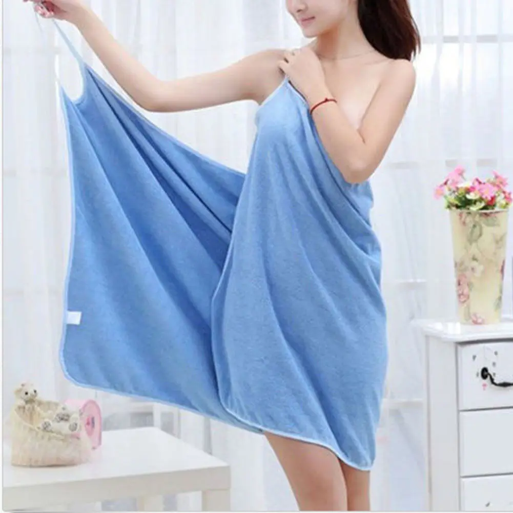 Домашний текстиль женские банные полотенца носимые дамы быстросохнущее пляжное, для спа волшебное полотенце халаты платье - Цвет: Синий