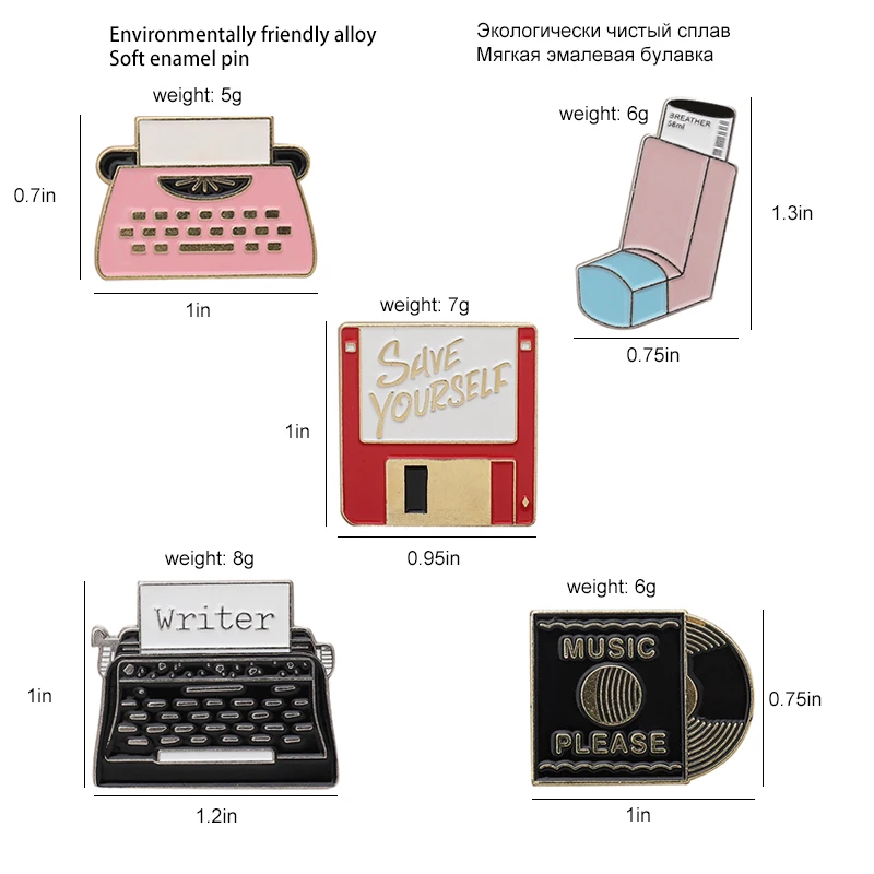 USB флэш-диск сохранение виниловой пластинки пишущая машинка эмалированная булавка заказной мешочек для брошек одежды нагрудная булавка винтажный значок Забавный ювелирный подарок
