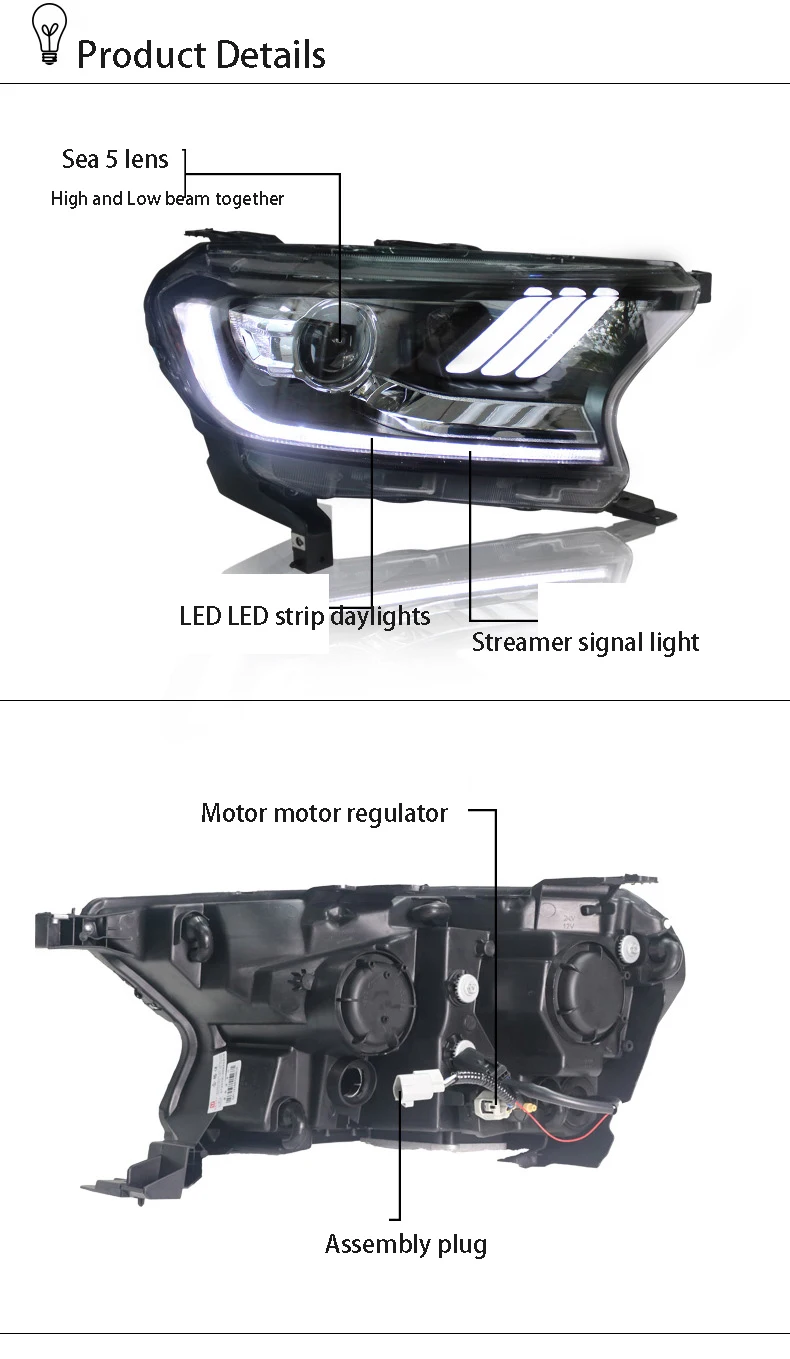 Для Ford Ranger SUV для Everest- год фары в сборе светодиодный головной фонарь