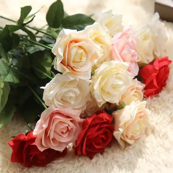 

artificial flower DIY simulation silk rose home bedroom living room decoration artificial flower hotel table decoration 43cm
