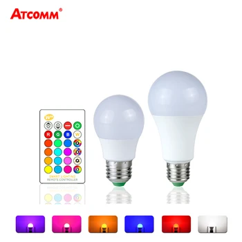 

5W 10W 15W RGBW LED Bulb 85-265V Ampoule LED E27 Spotlight Bulb Night Light With 24 Key Remote Controller Holiday Lighting