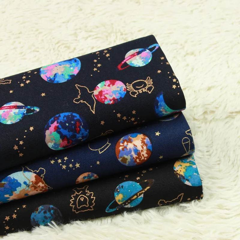 

110*45cm Cartoon Planet, space, starry sky rocket Sewing cotton fabric DIY Handmade Material Sewing Fabric Patchwork
