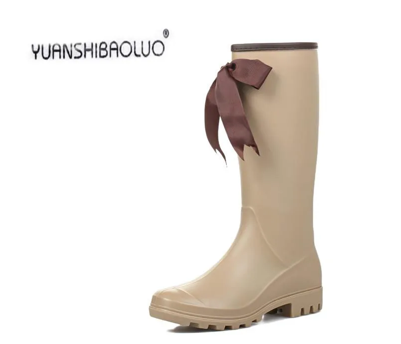 

2016 New Boots Female Adult Thin Tube Water Shoes Explicit Slip Waterproof Boots Bow Martin Rain Boots