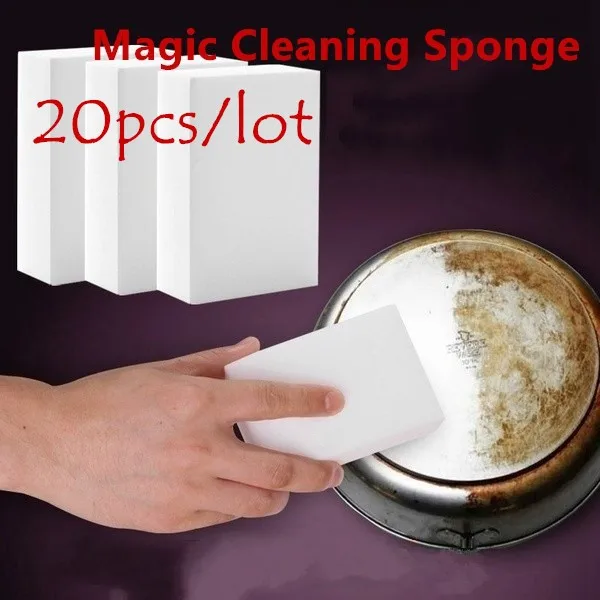 

20pcs Multi-function Magic Melamine Sponge Eraser Cleaner Cleaning Sponges Kitchen Bathroom 100x60x20mm