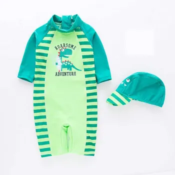 

Baby Boy Handsome Dinosaur Beach Swimwear+Hat 2Pcs Summer Kids Sunscreen Clothing Boys Rash Guard Swimsuit Toddler Bathing Suit