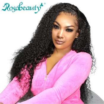

Rosabeauty Hair Kinky Curly Lace Front Human Hair Wigs With Baby Hair Pre Plucked Remy Hair 13x4 Lace Front Wigs For Women