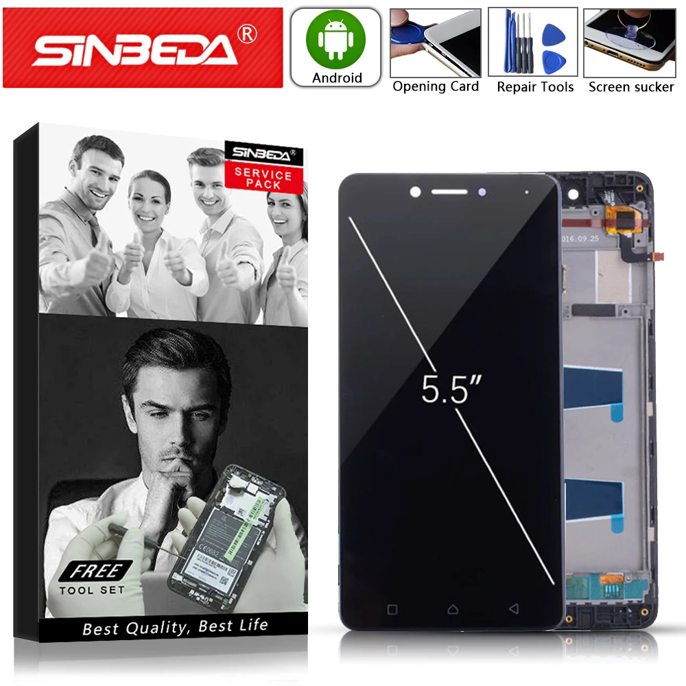 

5.5"Sinbeda Original For LENOVO K6 Note LCD Display Touch Screen with Frame Digitizer Assemble For Lenovo k6 note Display K6note