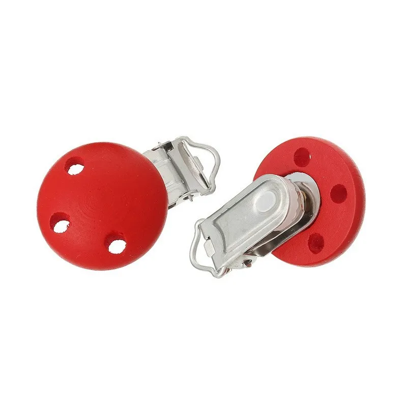 10PCs-Baby-Pacifier-Clips-Holder-Soother-Wood-Clasps-3-Holes-Round-Red-For-Baby-4-4cm (1)