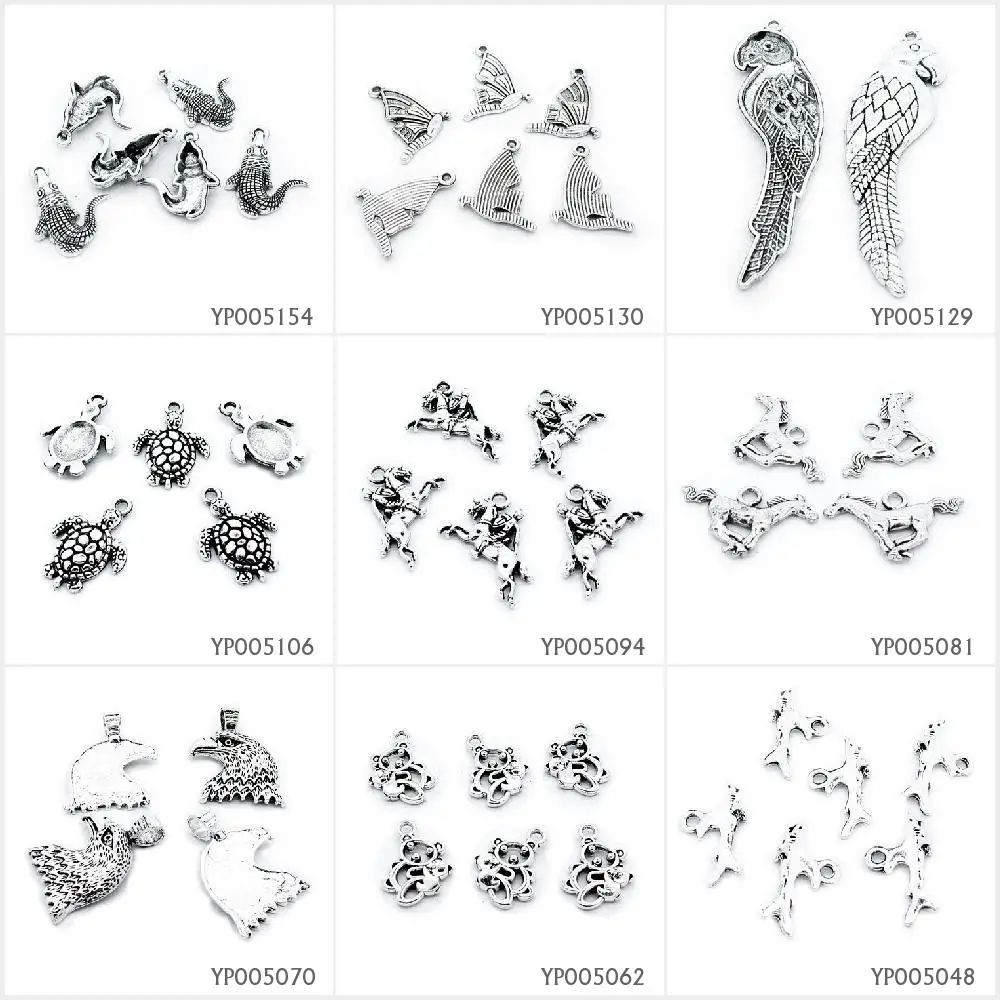 

Antique Silver Plated Jewelry Making Charms Shark Cartoon Bear Eagle Hawk Running Horse Riding Turtle Tortoise Parrot Moth Flyin