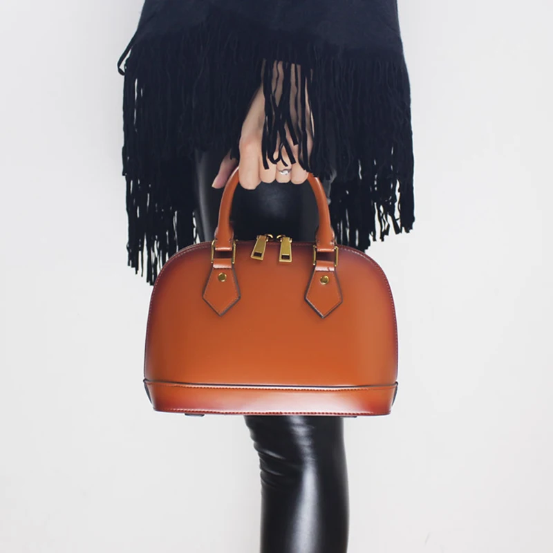 أنيقة النساء قذيفة حقائب 2019 الأعلى مقبض حقيبة جلد طبيعي السيدات رسول Crossbody أكياس كبيرة صغيرة جلد البقر حقائب كتف