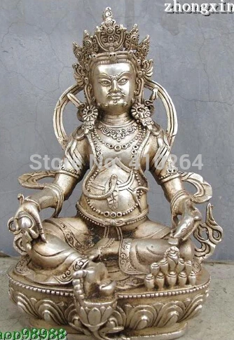 

Details about Tibet Buddhism White Bronze Silver Yellow Jambhala wealth God Buddha Statue