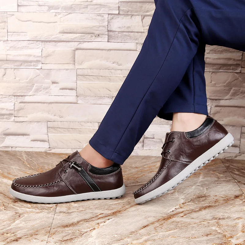Мужская повседневная обувь; Мужская обувь из натуральной коровьей кожи; Мужская обувь ручной работы на плоской подошве; модная Осенняя мужская прогулочная обувь; Размеры 37-45