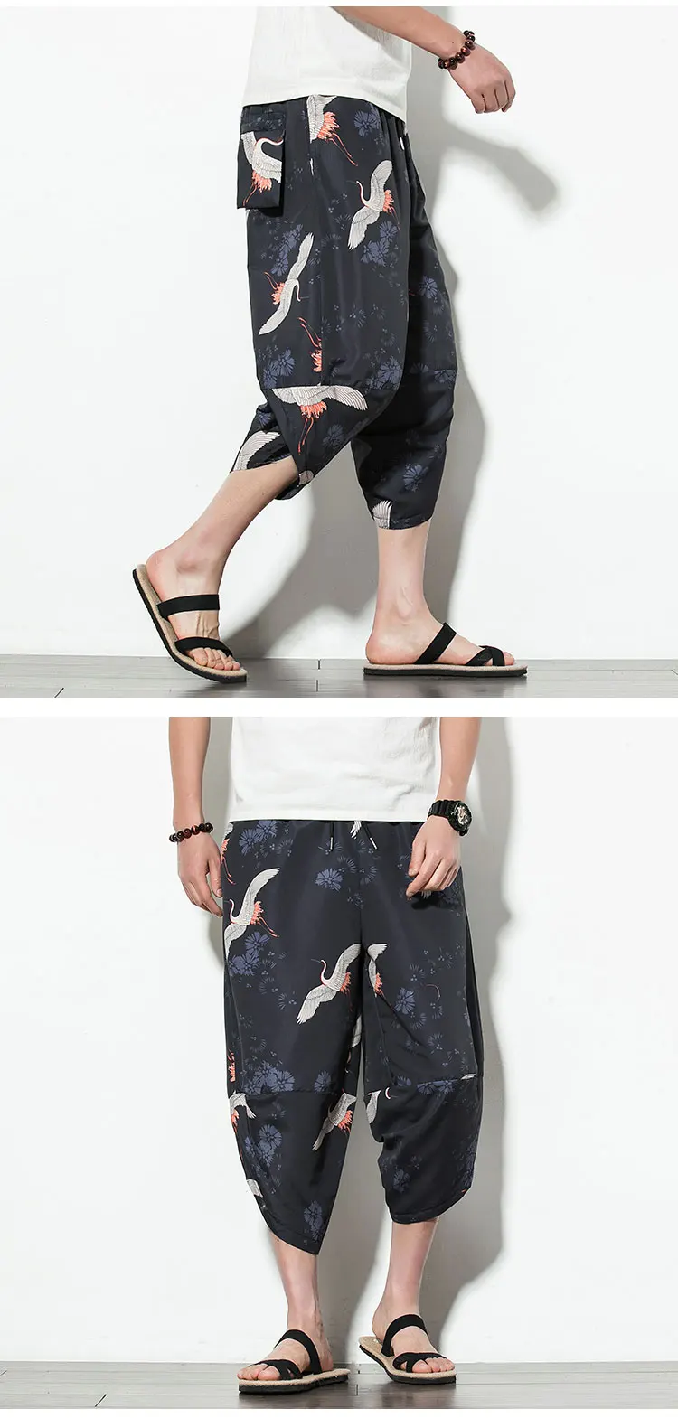 Новинка 2019 года; Летние повседневные шорты в китайском стиле; укороченные брюки с 3D-принтом; большие размеры; мешковатые шорты Гарун