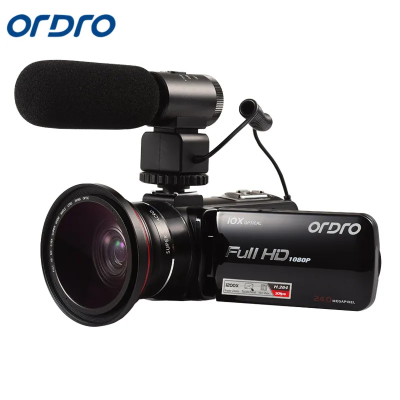 Ordro HDV Z82 видеокамера 10X оптический зум Full HD 1080P с внешним микрофоном
