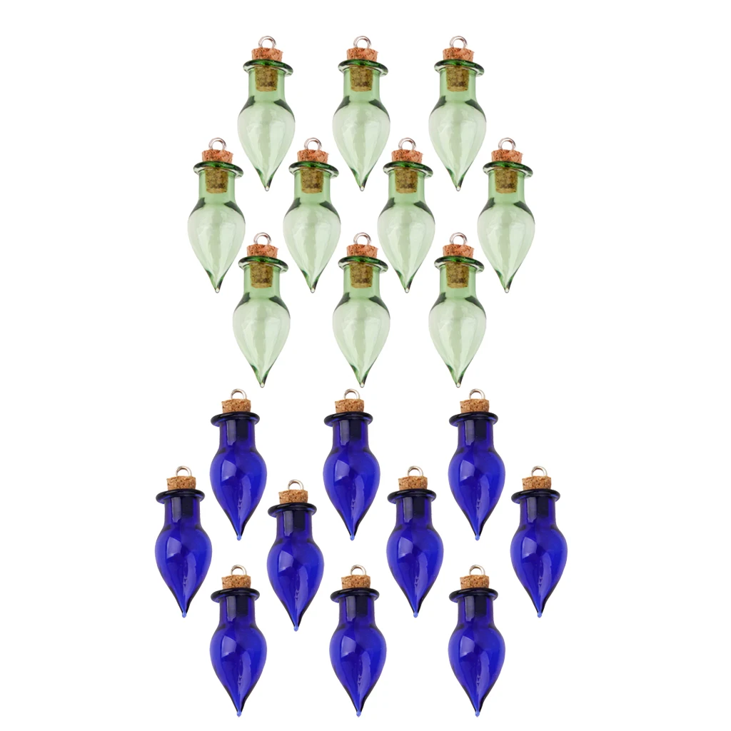 20pcs Mini Teardrop Glass Bottles Favors Souvenir Charms For Jewelry Making