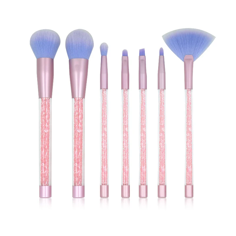 

7pcs Crystal Glitters Makeup Brushes Pink Diamond Handle Powder Blending Eyebrow Highlighter Brush Beauty Makeup Tools with case