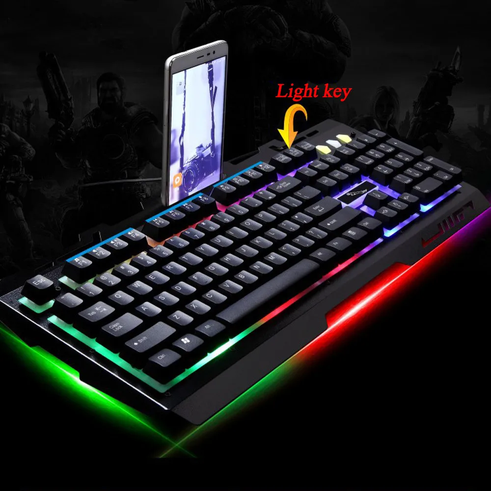 Механический G700 светодиодный игровой USB ресивер с подсветкой цвета радуги Проводная клавиатура 20A Прямая поставка