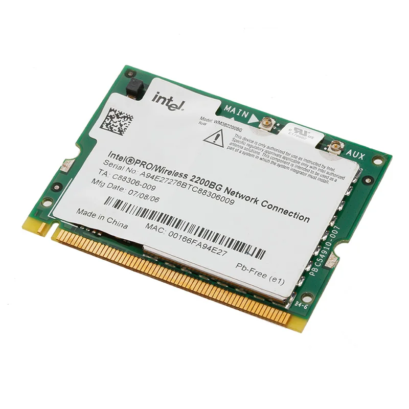 Intel Pro/Беспроводная 2200BG 802.11B/G мини PCI сетевая карта wifi для Toshiba Dell