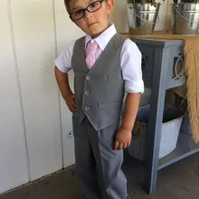 Коллекция года, Приталенный жилет на 3 пуговицах для мальчиков и штаны торжественные Костюмы Под заказ на свадьбу лучший выбор для мальчиков(жилет+ штаны