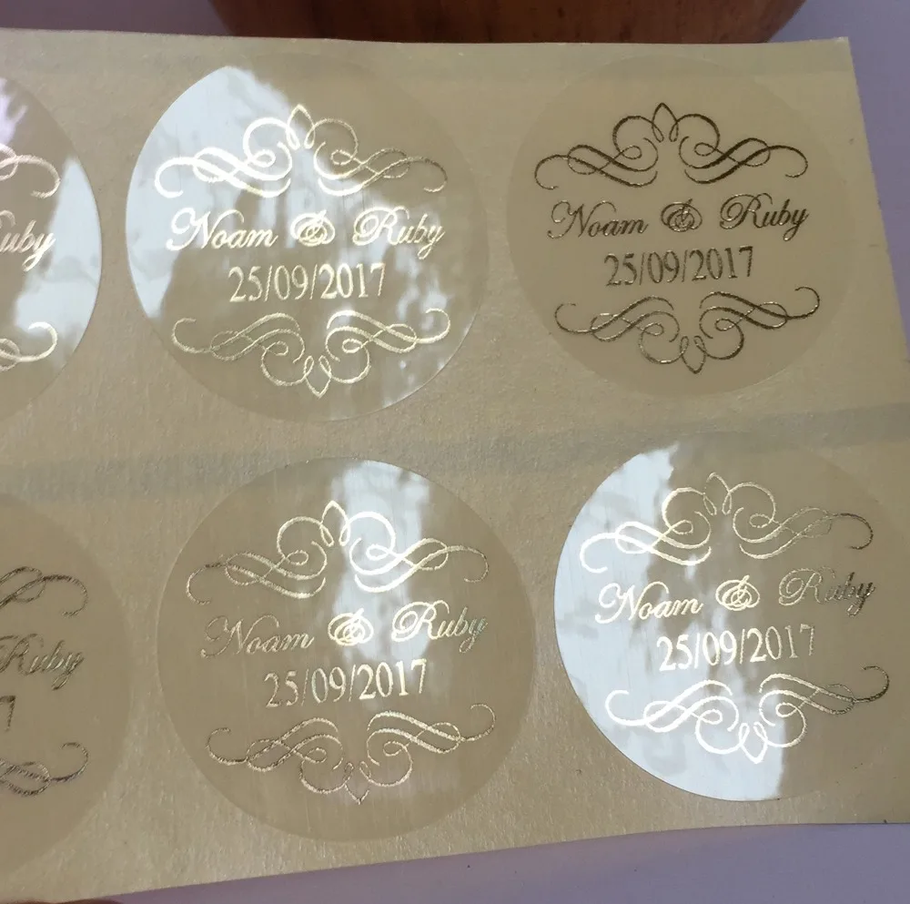 90 Damask Wedding Personalised Clear Bomboniere Envelope Sticker Seals Labels - Party Favors - AliExpress