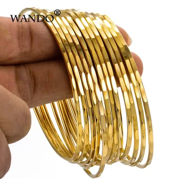 

WANDO 12pcs/lot fine Punk Style Dubai Gold Jewelry Gold Color Bangles For Ethiopian Bangles & Bracelets Ethiopian Jewelry wb124